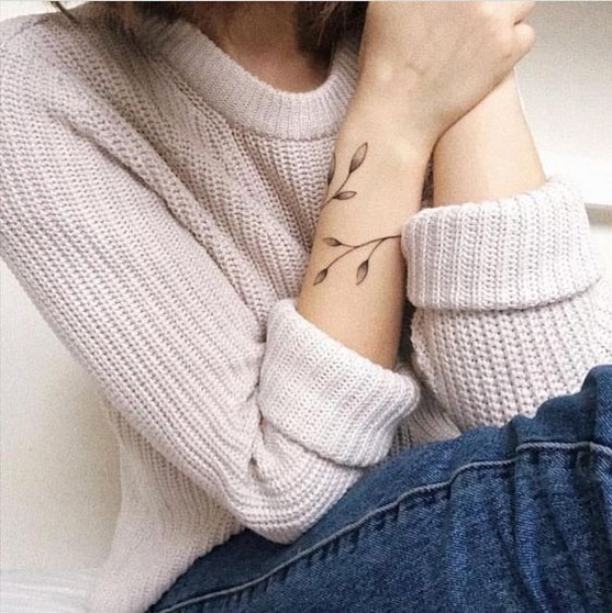 Wrist leaf armband tattoos for women with meaning
