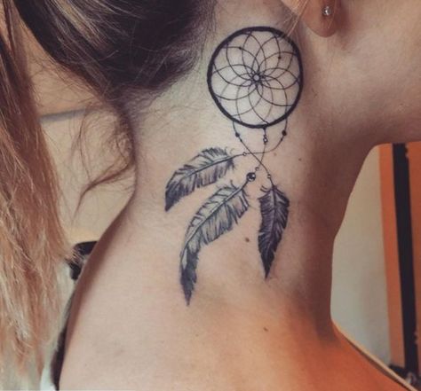 Dream Catcher Tattoo Behind The Ear - Tattoo Designs for Women