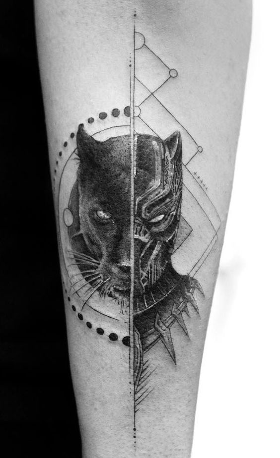 Mind blowing realistic black panther tattoo on arm