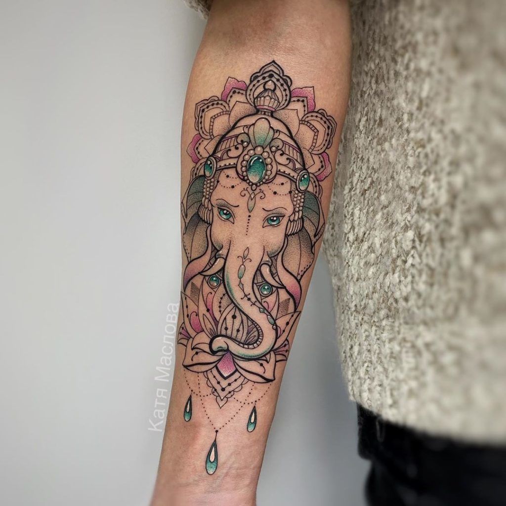 Ganesh tattoo design in color - Tattoo Designs for Women